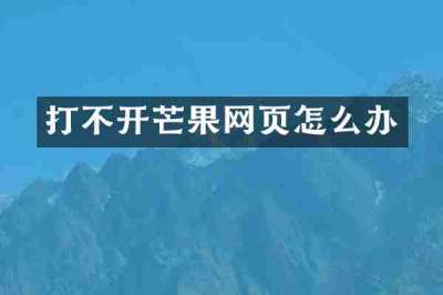 打不开芒果网页怎么办