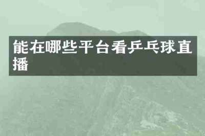 能在哪些平台看乒乓球直播