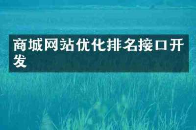 商城网站优化排名接口开发