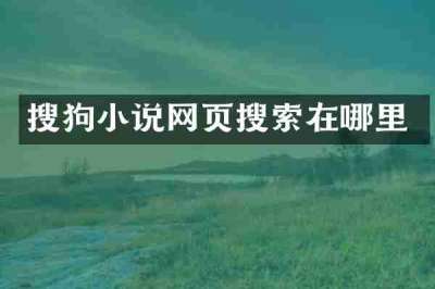 搜狗小说网页搜索在哪里