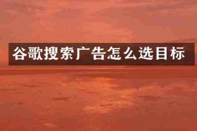 谷歌搜索广告怎么选目标