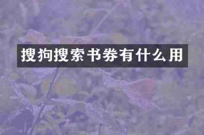 搜狗搜索书券有什么用