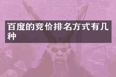 百度的竞价排名方式有几种