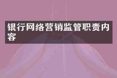 银行网络营销监管职责内容