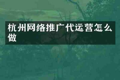 杭州网络推广代运营怎么做