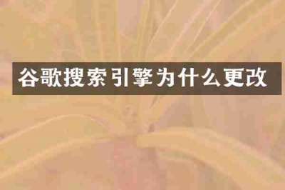 谷歌搜索引擎为什么更改
