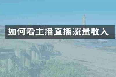 如何看主播直播流量收入