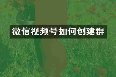 微信视频号如何创建群