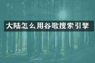 大陆怎么用谷歌搜索引擎