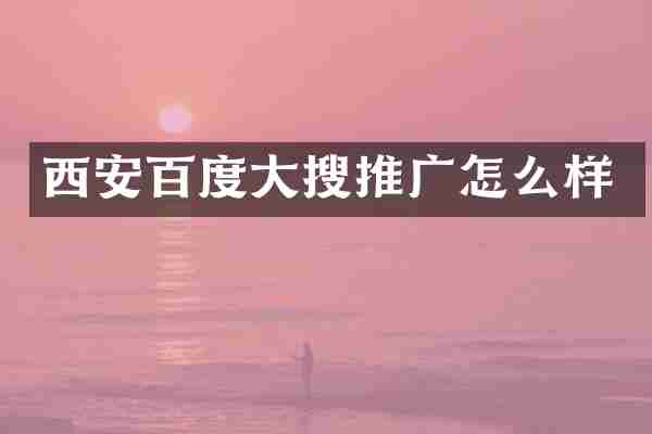 西安百度大搜推广怎么样