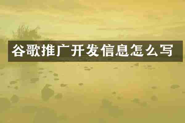 谷歌推广开发信息怎么写