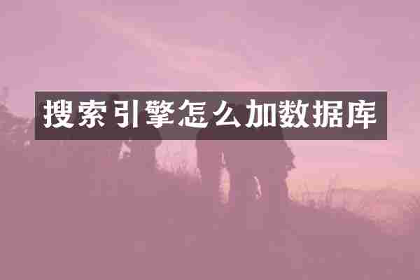 搜索引擎怎么加数据库