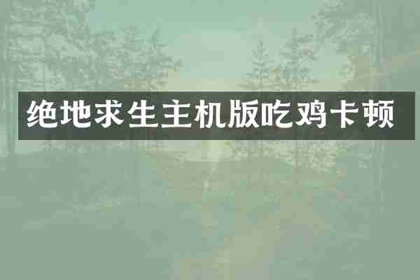 绝地求生主机版吃鸡卡顿