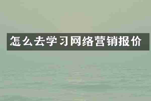 怎么去学习网络营销报价