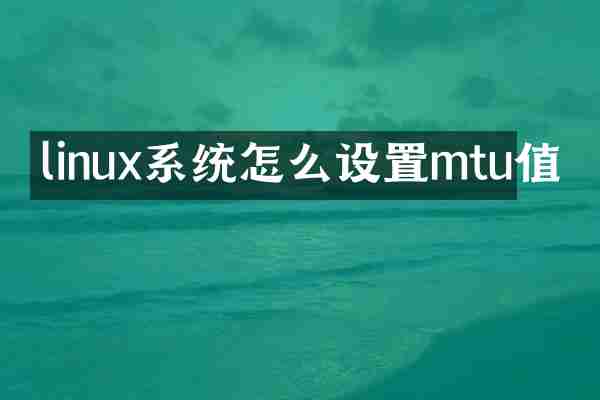 linux系统怎么设置mtu值