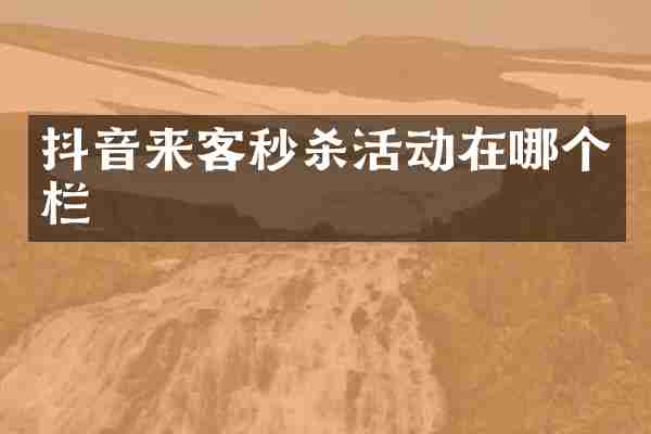 抖音来客秒杀活动在哪个栏