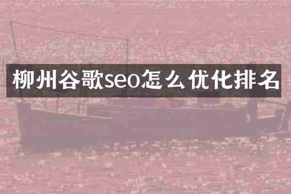 柳州谷歌seo怎么优化排名
