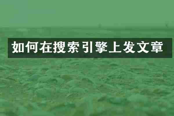 如何在搜索引擎上发文章