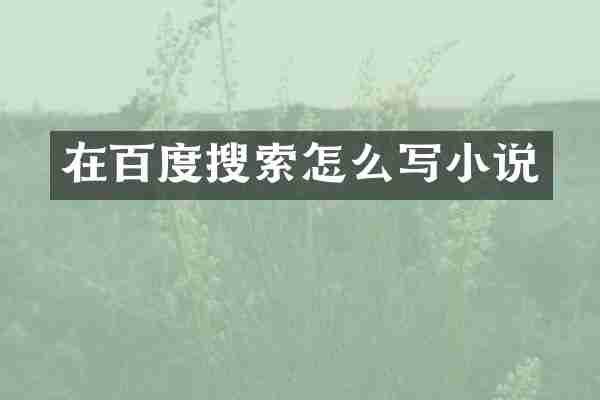 在百度搜索怎么写小说