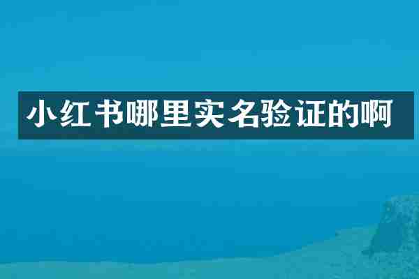 小红书哪里实名验证的啊