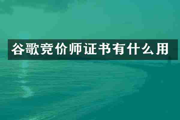 谷歌竞价书有什么用