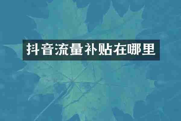 抖音流量补贴在哪里