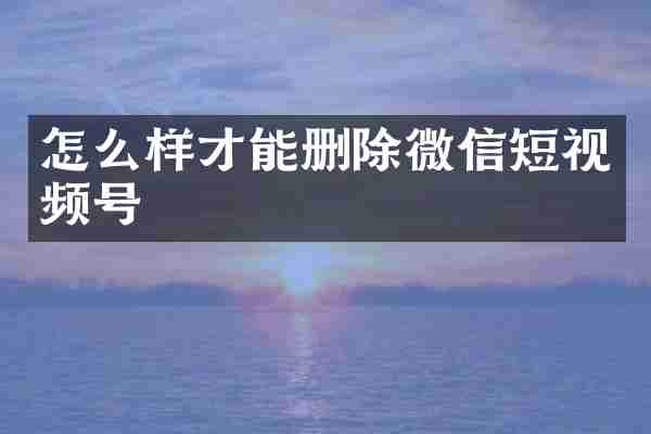 怎么样才能删除微信短视频号