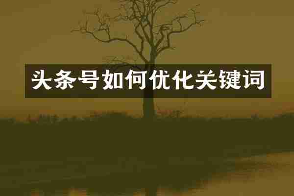 头条号如何优化关键词