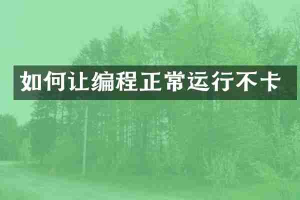 如何让编程正常运行不卡