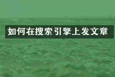 如何在搜索引擎上发文章