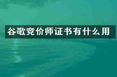 谷歌竞价师证书有什么用