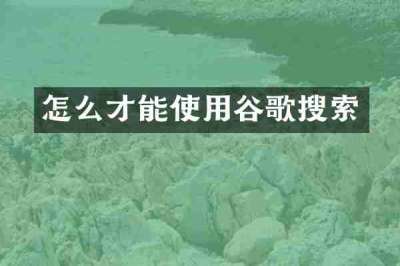 怎么才能使用谷歌搜索