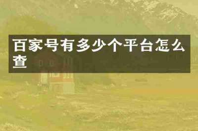 百家号有多少个平台怎么查