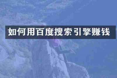 如何用百度搜索引擎赚钱
