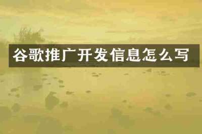 谷歌推广开发信息怎么写