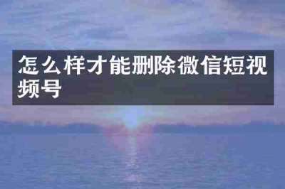 怎么样才能删除微信短视频号
