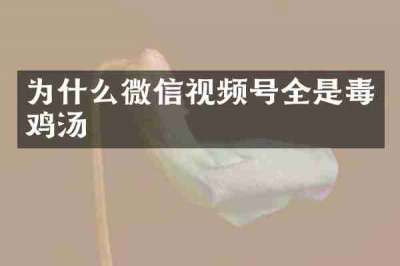 为什么微信视频号全是毒鸡汤