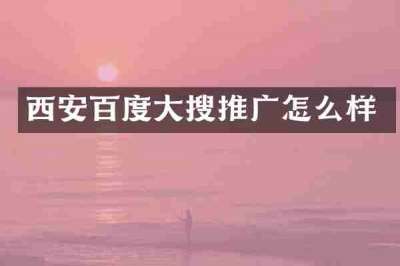 西安百度大搜推广怎么样