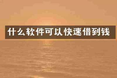 什么软件可以快速借到钱