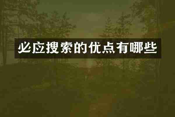 必应搜索的优点有哪些