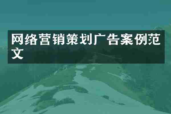 网络营销策划广告案例范文