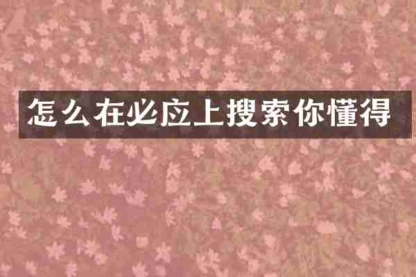 怎么在必应上搜索你懂得