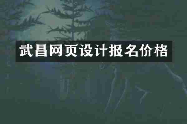 武昌网页设计报名价格
