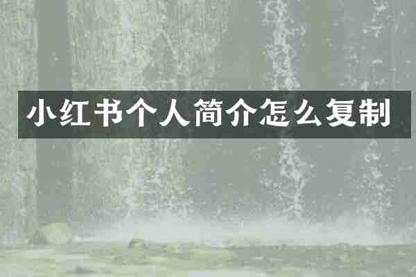 小红书个人简介怎么复制