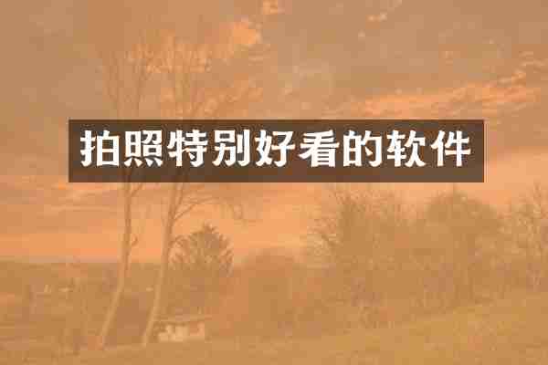拍照特别好看的软件