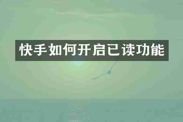 快手如何开启已读功能