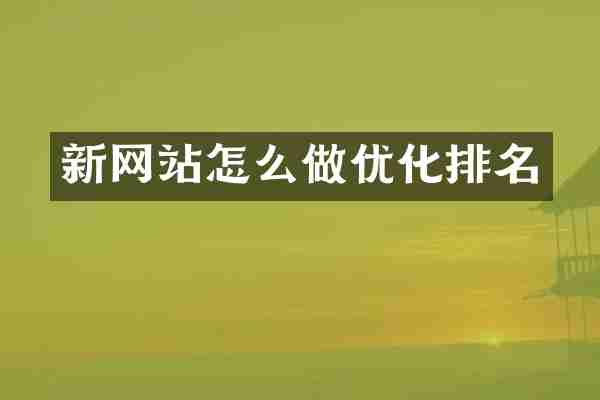 新网站怎么做优化排名