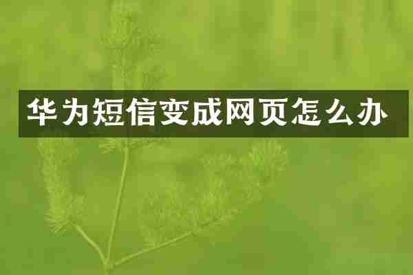 华为短信变成网页怎么办