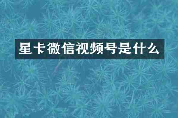 星卡微信视频号是什么