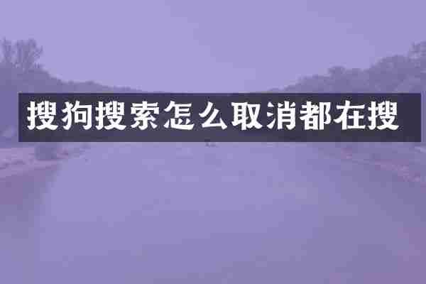 搜狗搜索怎么取消都在搜